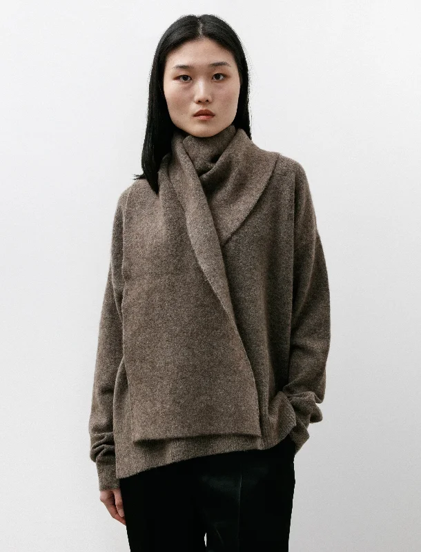 Fashion Selection Draped Scarf Knit Truffle