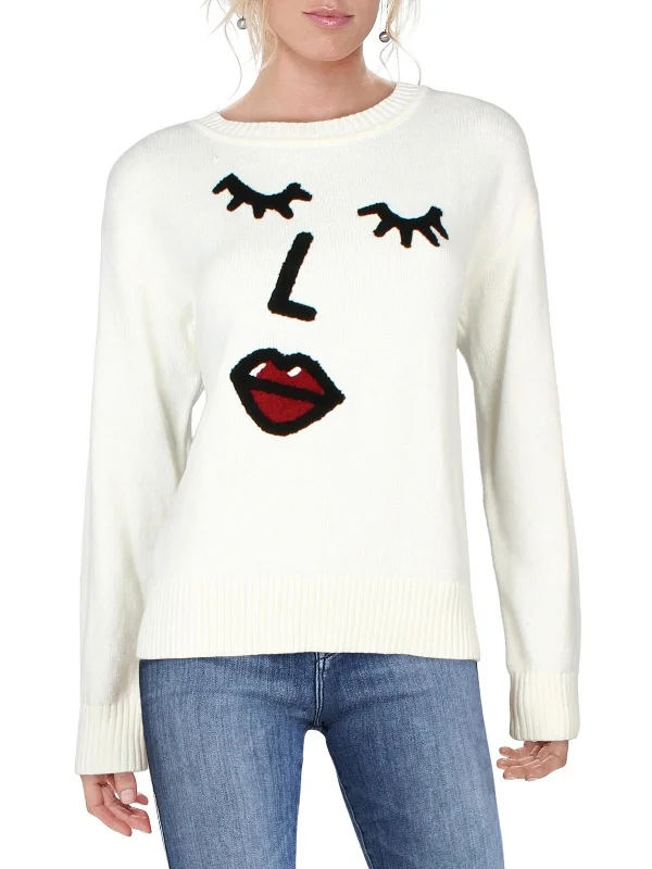 Bright Colors Womens Abstract Crewneck Pullover Sweater