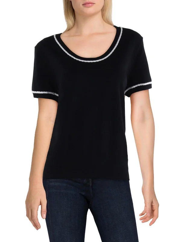 Luxury Style Womens Crewneck Short Sleeve Pullover Sweater