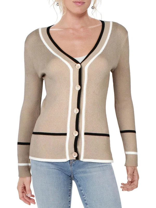 Comfortable And Casual Womens Knit Ribbed Cardigan Sweater