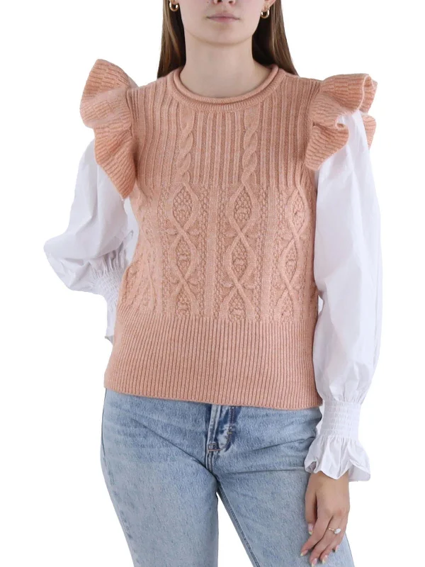Advanced Customization Womens Layered Ruffled Pullover Sweater