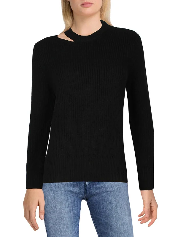 Retro Prints Womens Merino Wool Cut-Out Pullover Sweater