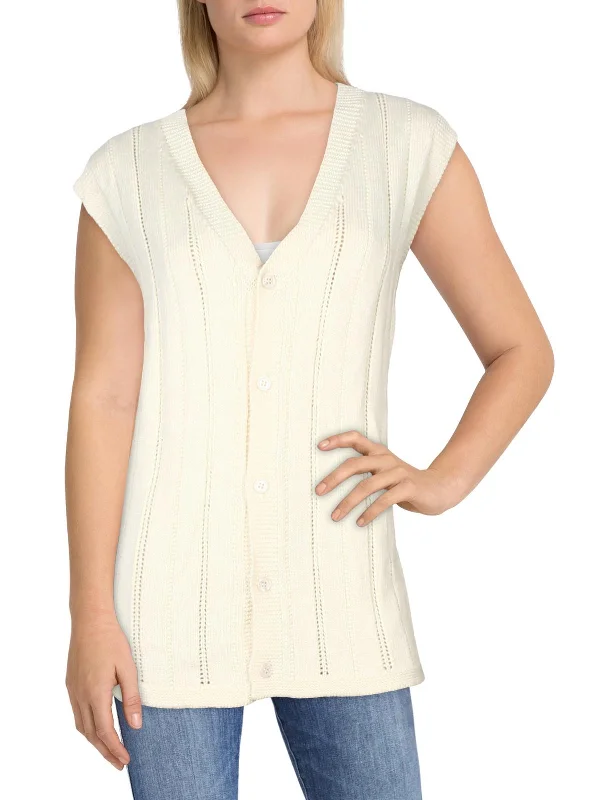 Avant-garde Design Womens Open Stitch Cable Knit Cardigan Sweater