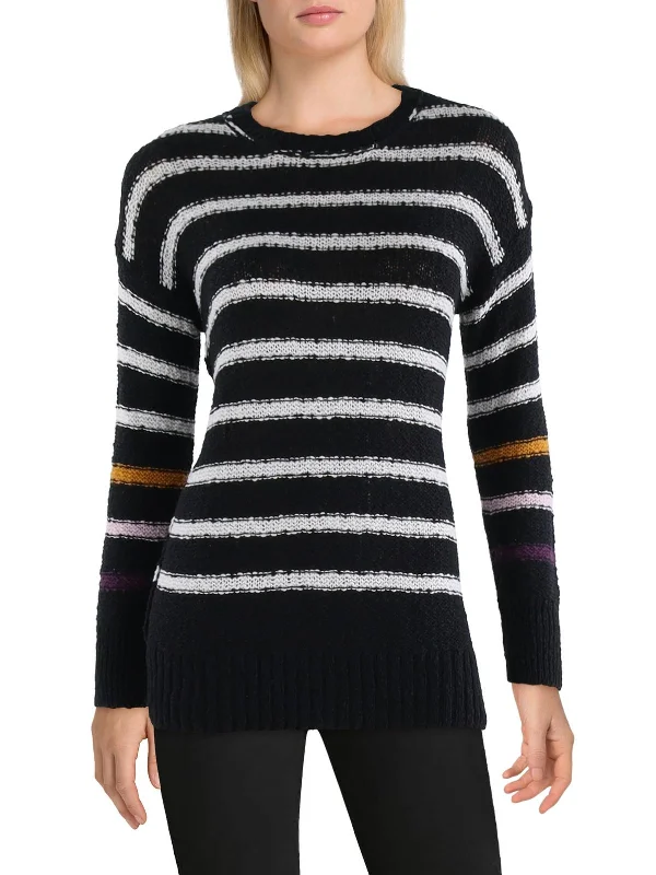 Urban Sense Womens Striped Ribbed Trim Pullover Sweater