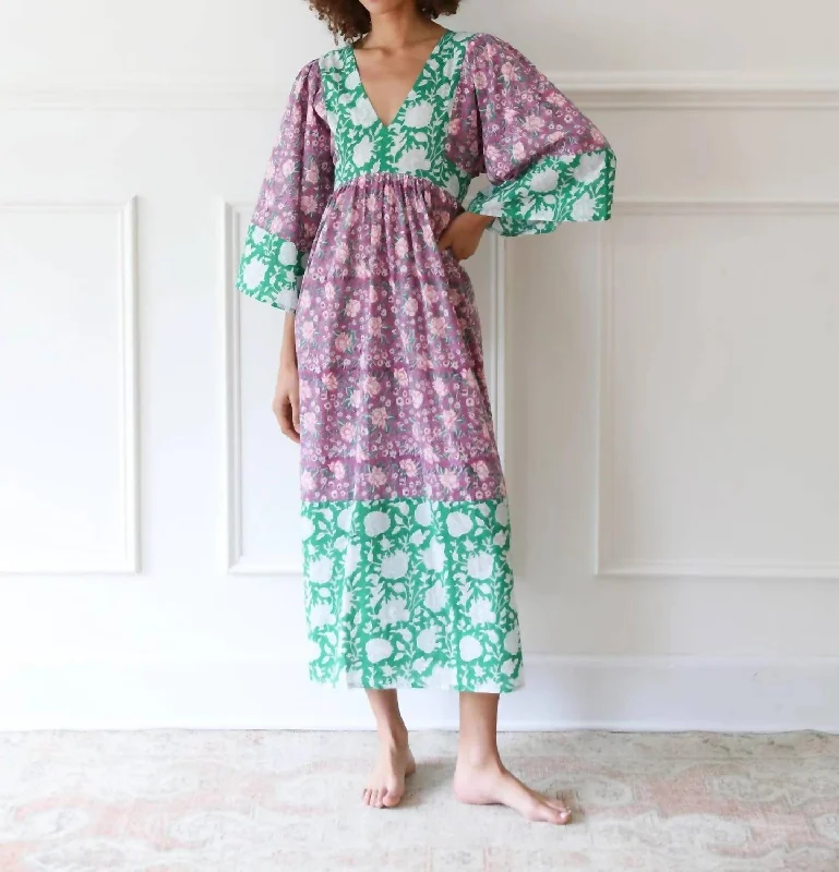 Basic Version Adele Dress in Purple Rose Patchwork