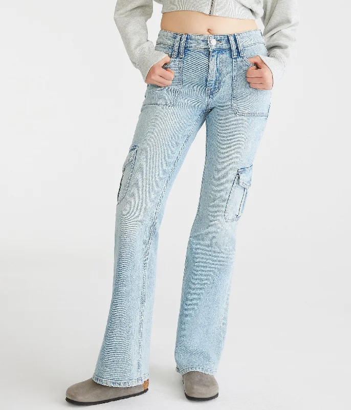 Embroidery Design Aeropostale Flare Mid-Rise Cargo Jean