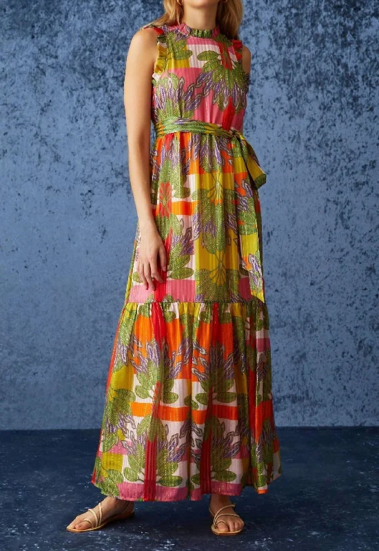 New Products Alice Dress in Palm Plaid