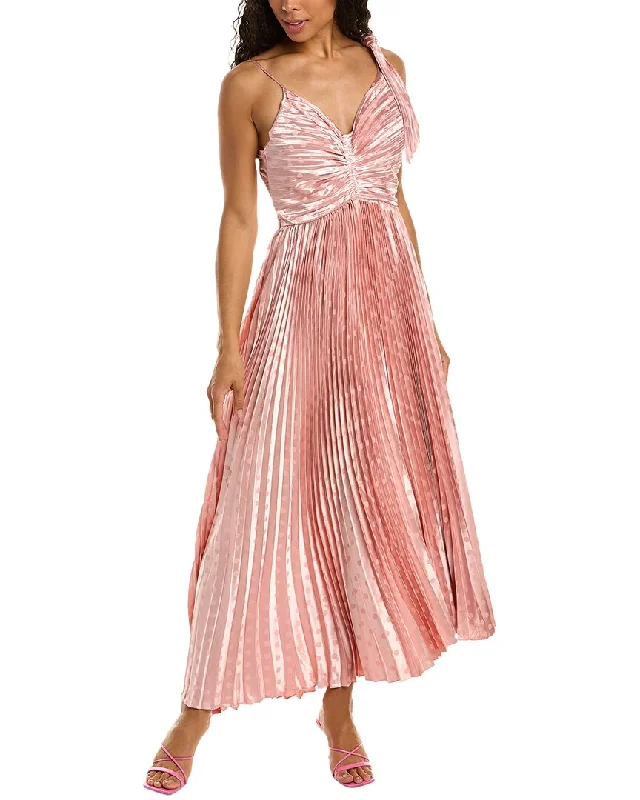 Fashion Design Beulah Pleated Dot Midi Dress