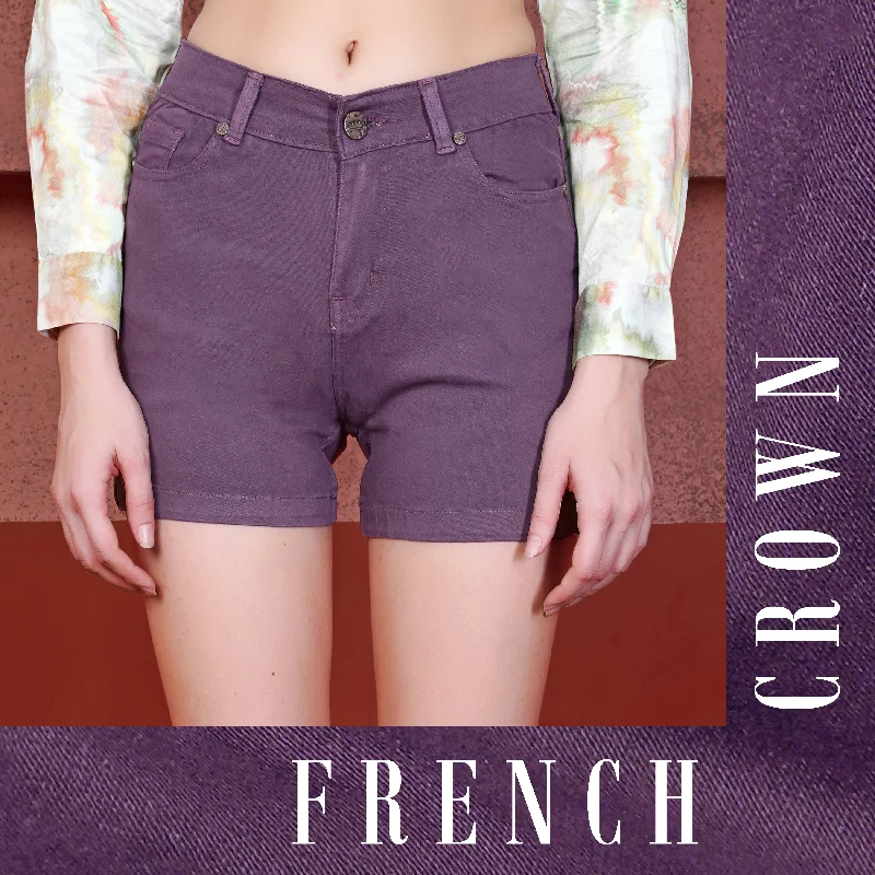 Comfortable Series Byzantium Purple Women Denim Shorts