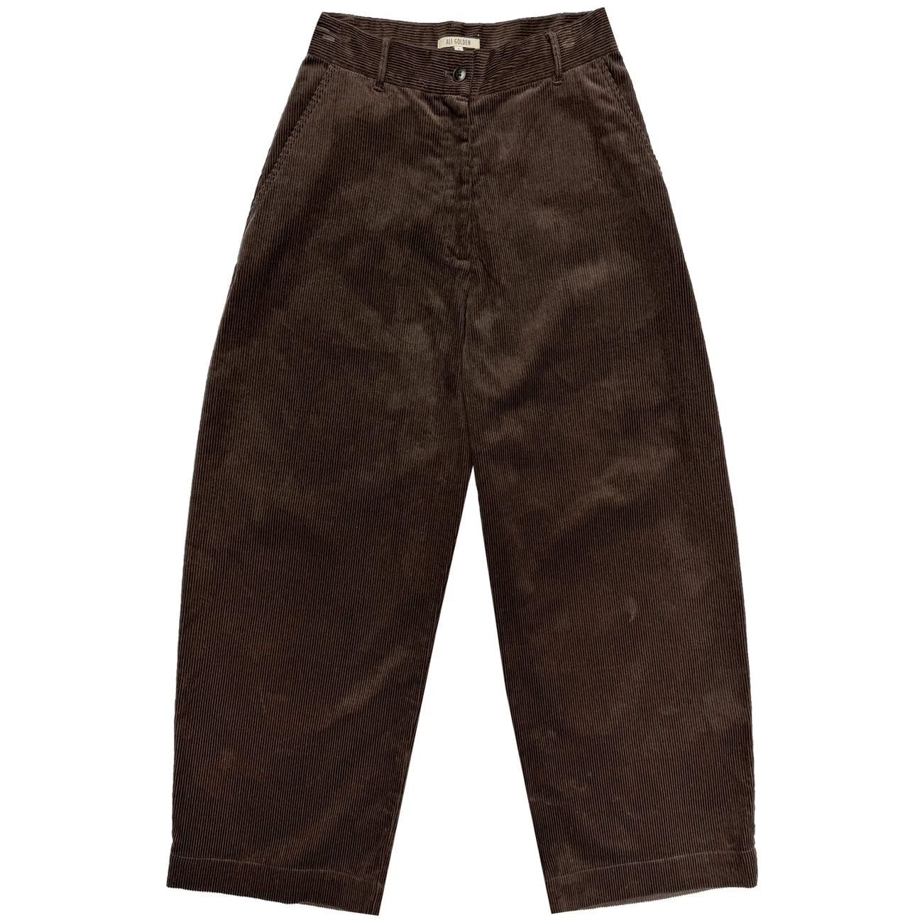 Fresh And Fashionable Chocolate Corduroy Loose Barrel Pant