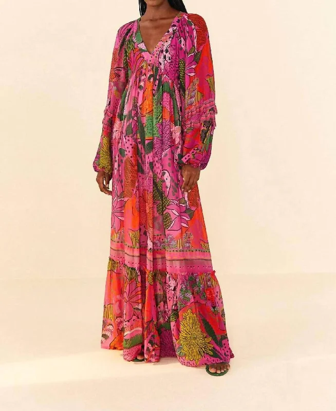 Noble And Elegant Cool Leopards Maxi Dress in Pink