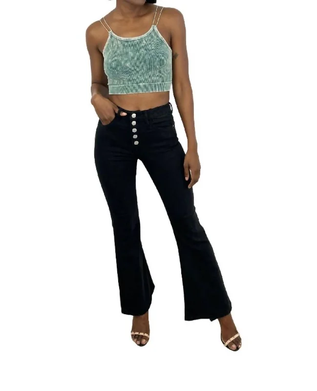 Modern City Dark Rider Flare Jeans In Black