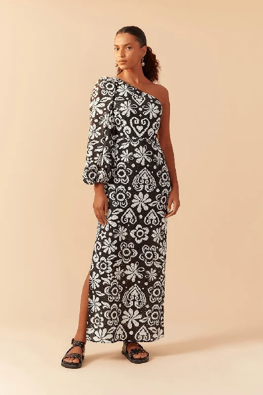 Retro Fashion Dress To Clothing Women's Dres Laise Afeto Un Hombro Con Mang
