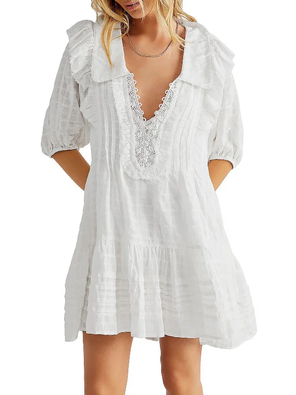 Spring Fashion Elora Womens Lace Trim Short Mini Dress