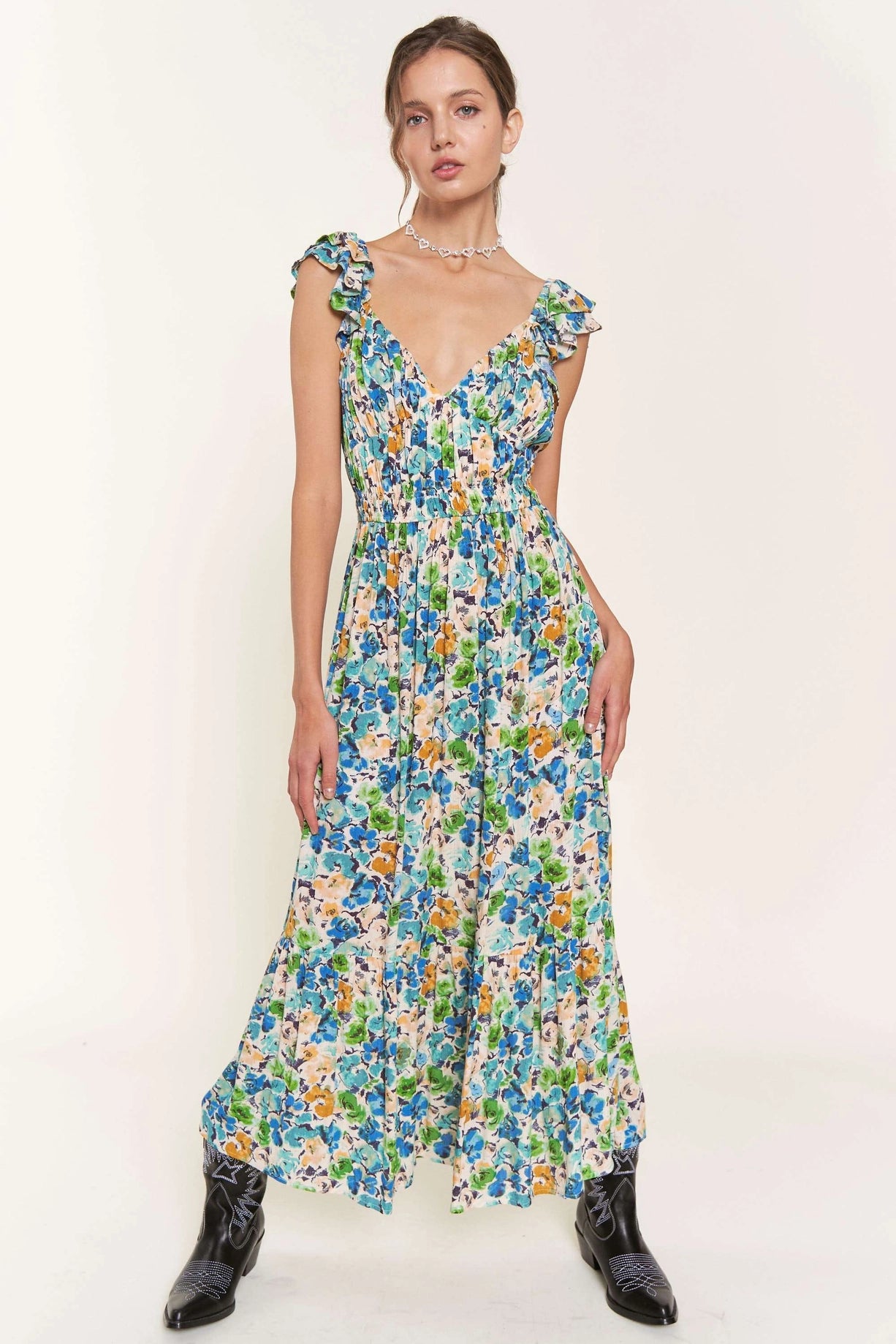 Advanced Customization Flower Blu Midi Dress