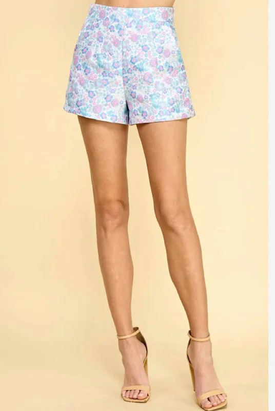 Classic Color Flower Garden Tapestry Shorts In Floral Print
