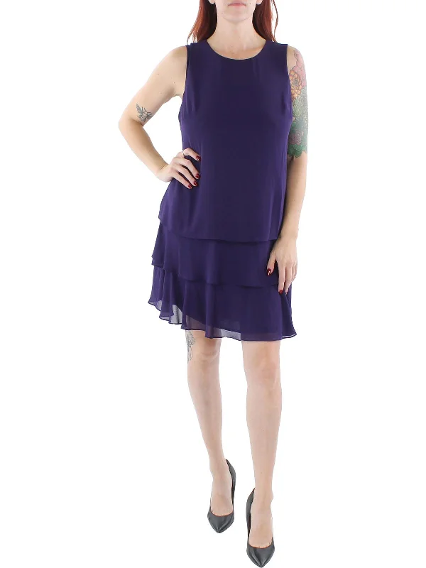 Spiritual Vitality Georgette Womens Wedding Mini Shift Dress