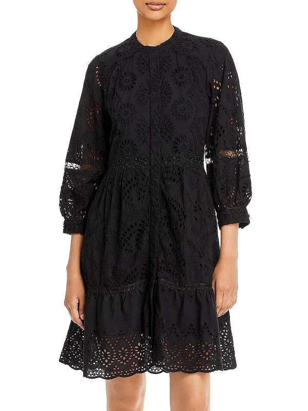 Artistic Temperament Hailey Womens Cotton Eyelet Shirtdress