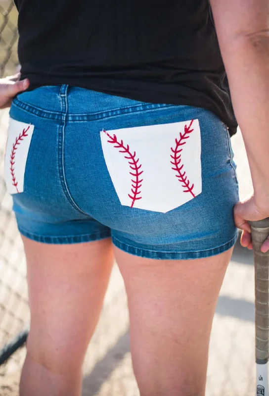 Comfortable And Casual Hey Batter Batter Shorts In Blue