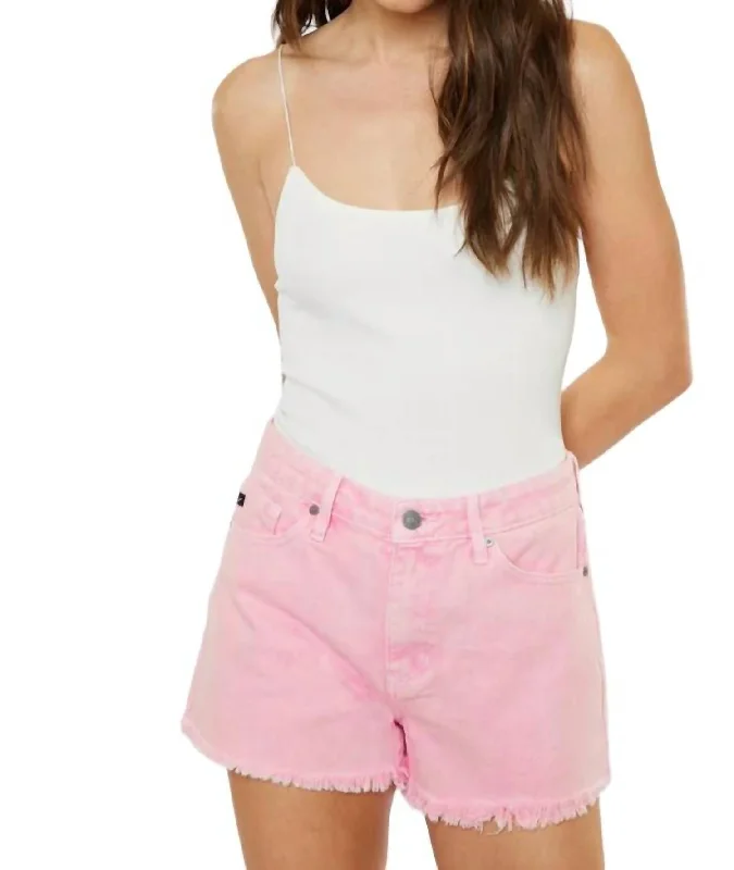 Exquisite Craftsmanship High Rise Fray Hem Short In Pink
