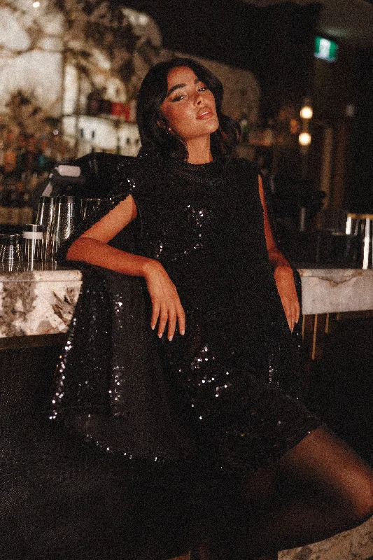 Trendy And Casual Jemima Mini Dress - Black Sequin