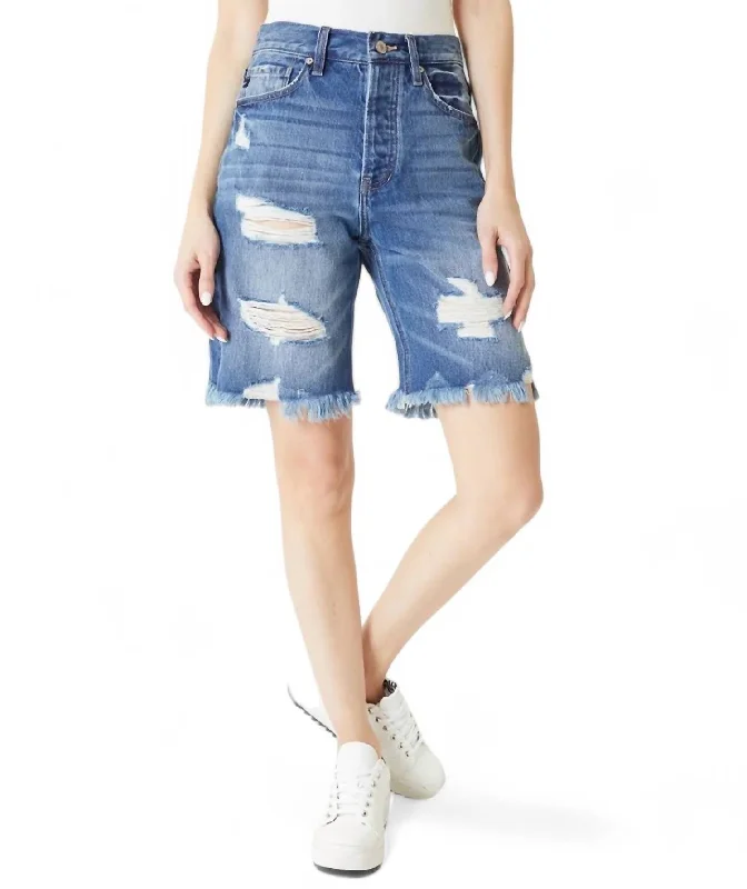 Advanced Customization Kellie High Rise 90‚Äôs Boyfriend Shorts In Blue