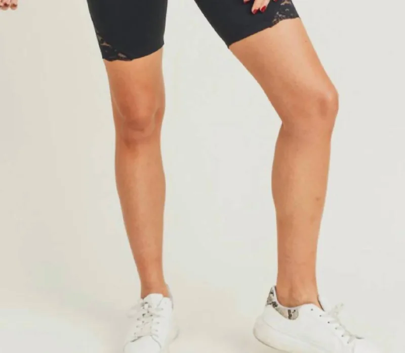 High Street Fashion Lace Biker Babe Shorts In Black