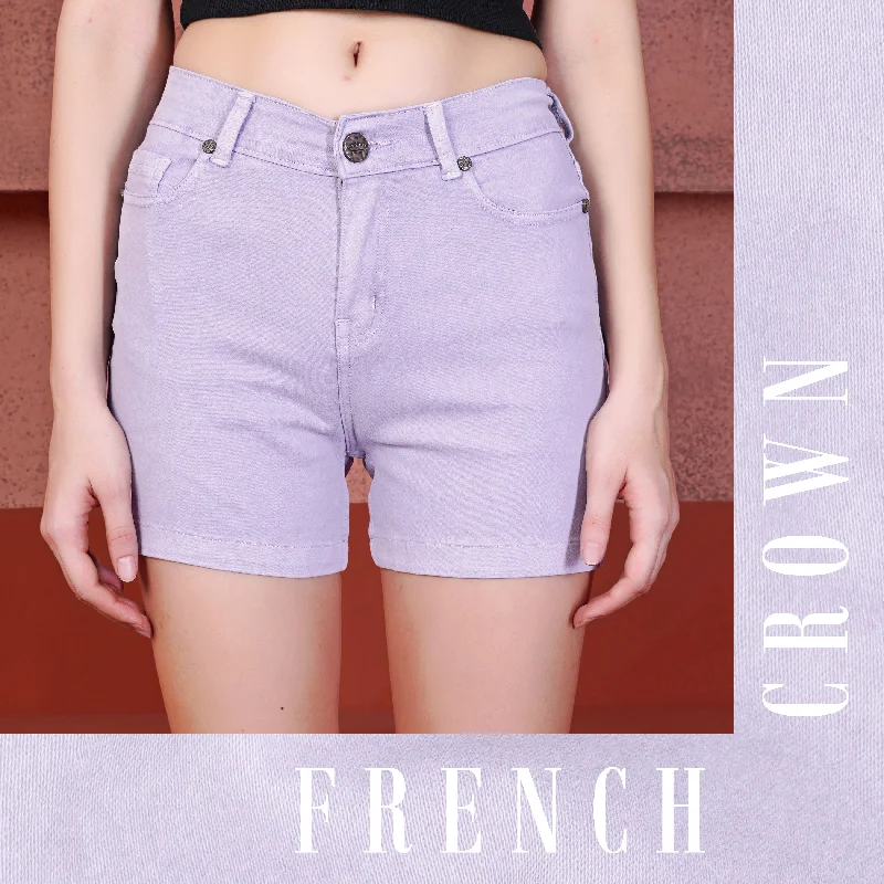 Personalized Clothing Lavender Purple Women Denim Shorts