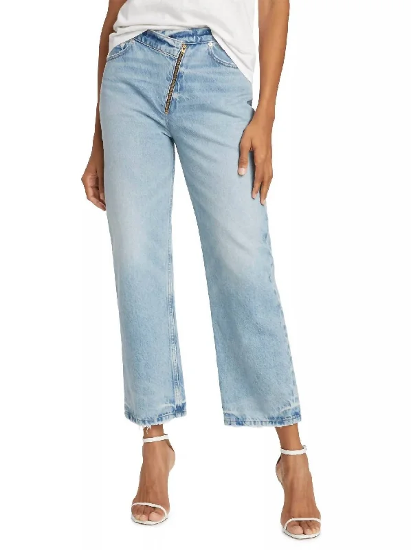 Elegant Design Le Jane Crop Angled Zipper Jean In Rhode