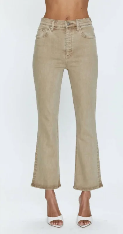 British Style Lennon High Rise Crop Boot Jeans In Mink Snow