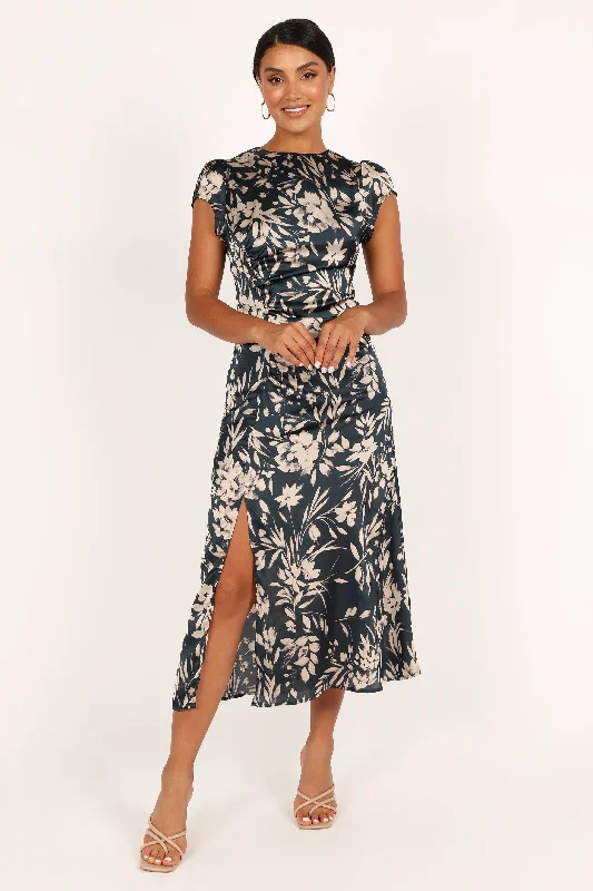 High-quality Styles Lisbeth Midi Dress - Green Floral