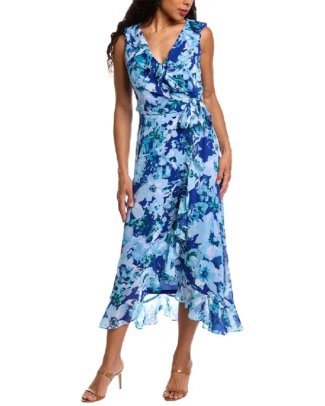 Breathable Design London Times Side Tie Ruffle Midi Dress
