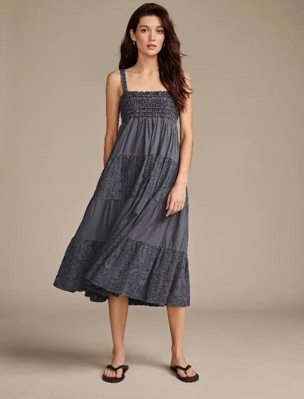 Street Cool Lucky Brand Women's Highest Quality Embroidered Cannibis Maxi Dress