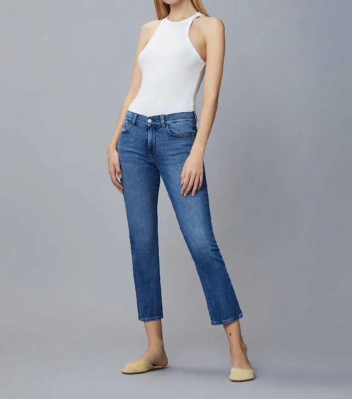Multifunctional Style Mara Straight Mide Rise Instasculpt Ankle In Blue Bird