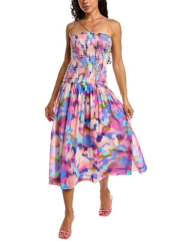 Classic Retro Nicholas Rylie Silk-Blend Midi Dress
