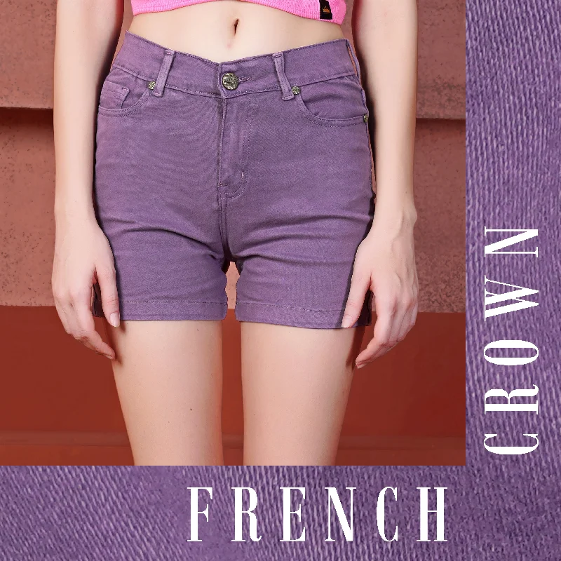 New Products Oyster Purple Women Denim Shorts