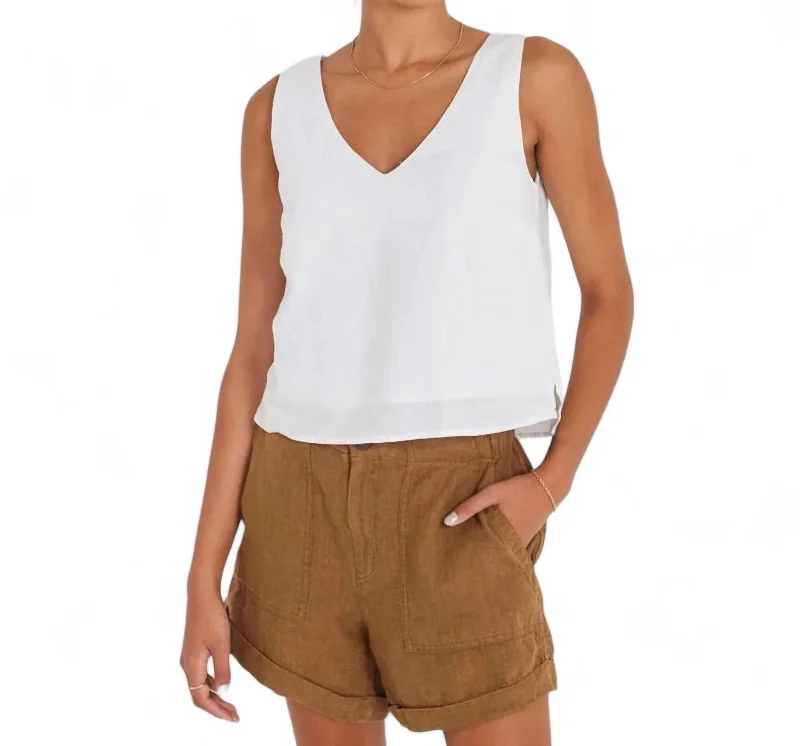 Comfortable Fashion Palmer Linen Short In Espresso