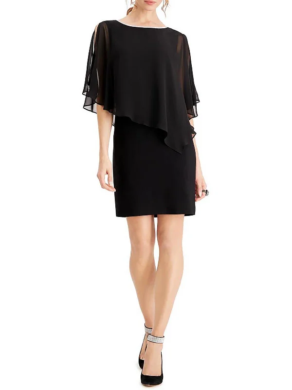 Classic Color Petites Womens Embellished Short Sheath Dress
