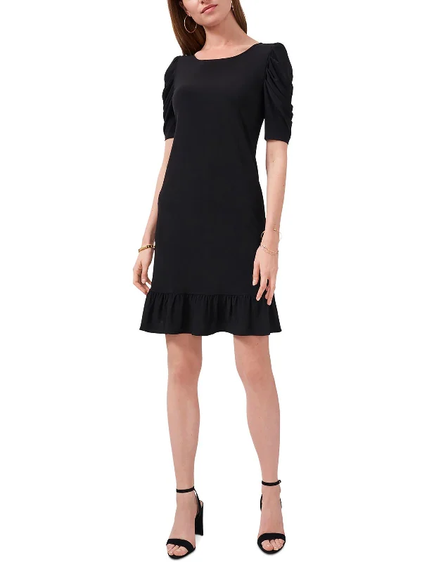 Minimal Style Petites Womens Puff Sleeve Mini Shift Dress