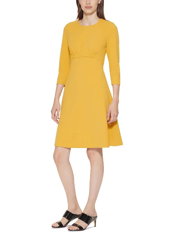 European Plan Petites Womens Three Quarter Sleeve Midi Wear to Work Dress