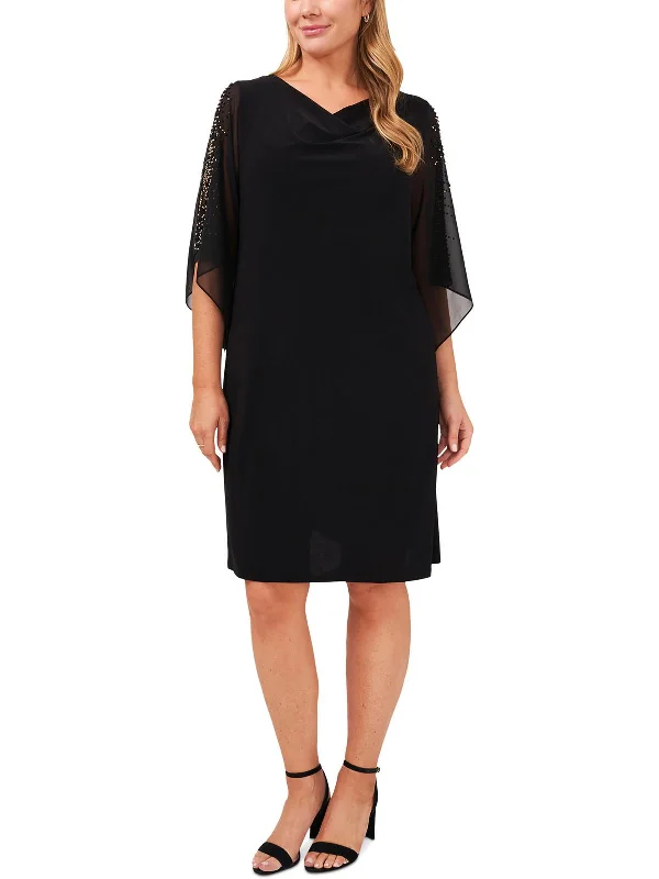 Personalized Wear Plus Womens Knit Embellished Cocktail and Party Dress