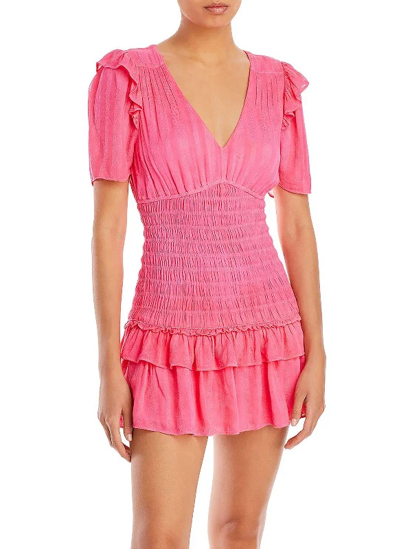 Noble And Elegant Rena Womens Ruffled Short Mini Dress