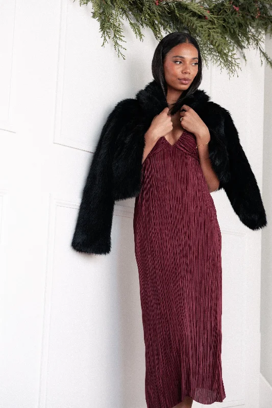 Advanced Customization Safi Plisse Maxi Dress - Wine