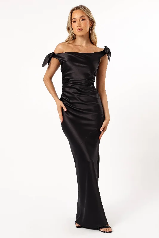 Elegant Design Selma Off Shoulder Maxi Dress - Black