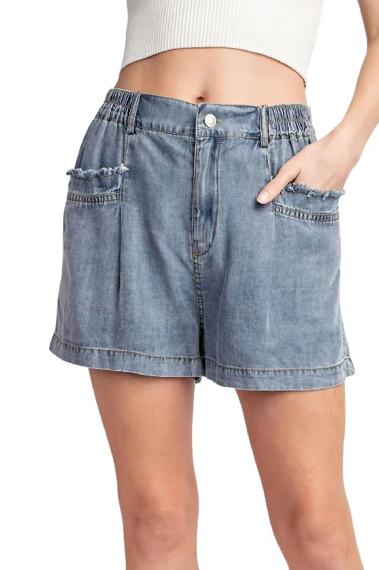Avant-garde Design Tencil Denim Shorts In Stone Washed