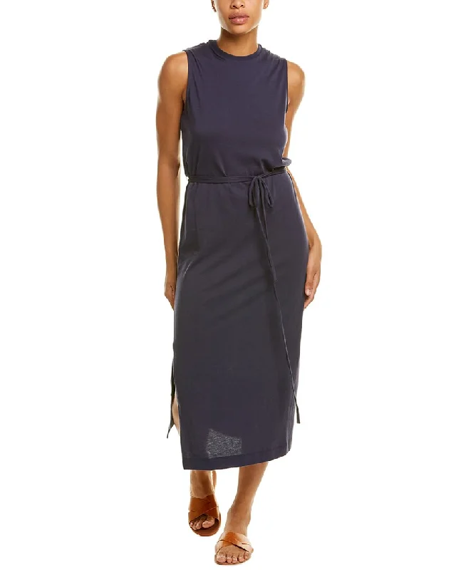 Embroidery Design Vince Side Slit Midi Dress