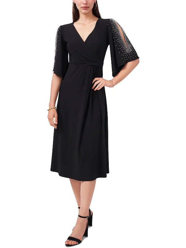 Fashion Design Womens Beaded Mid Calf Midi Dress