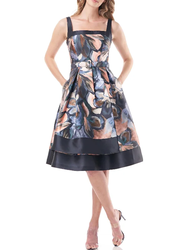 Retro Prints Womens Cocktail Knee Fit & Flare Dress