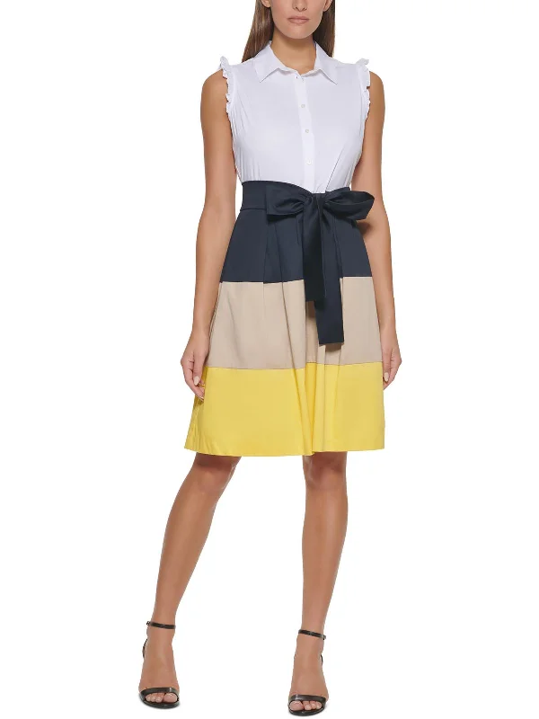 Urban Style Womens Colorblocked Knee-Length Shirtdress