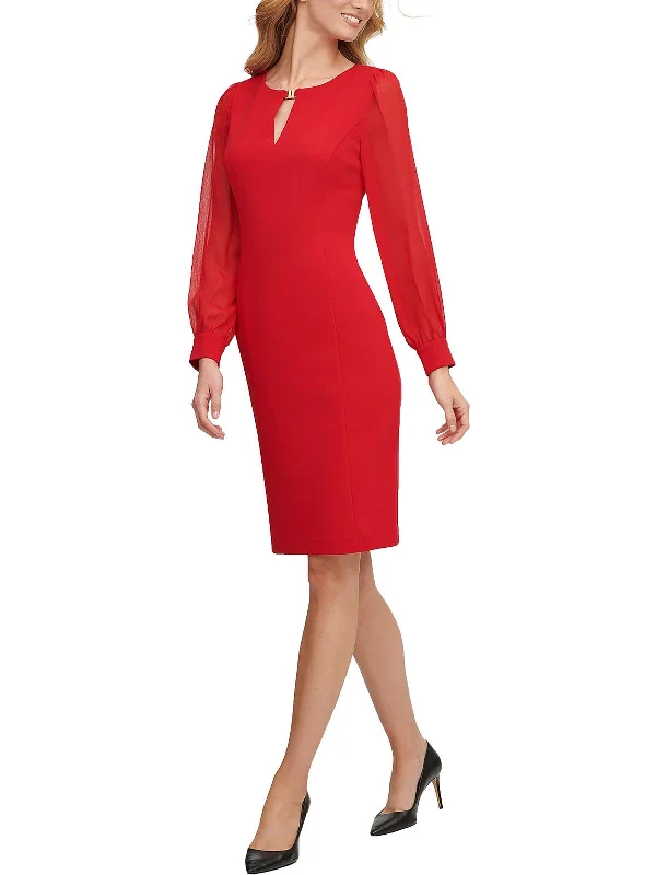 Breathable Design Womens Crepe Chiffon Sleeve Mini Dress